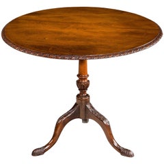 George III Period Mahogany Tilt Table with a Carved and Turned Centre Support
