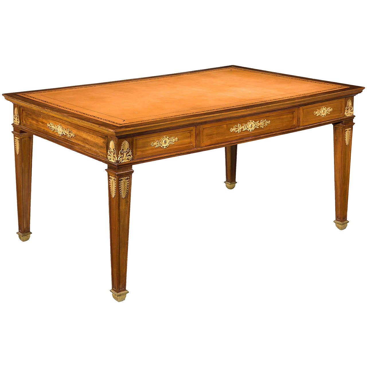 French Mahogany Library Writing Table For Sale at 1stdibs