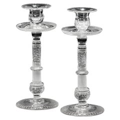 Paire de chandeliers en verre