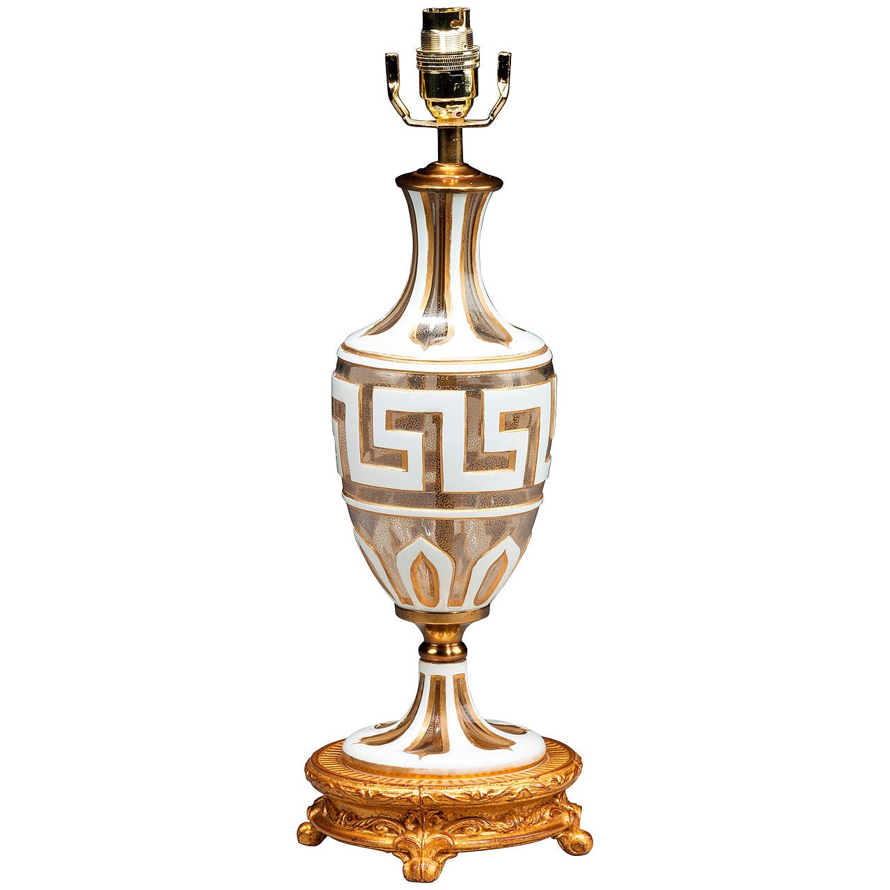 Early 20th century Single Bohemian Glass Overlay Lamp