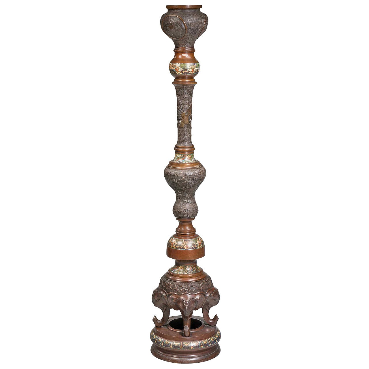 Late 19th Century Cloisonné Standard Lamp