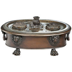 Regency Period Bronze Oval Encrier 8