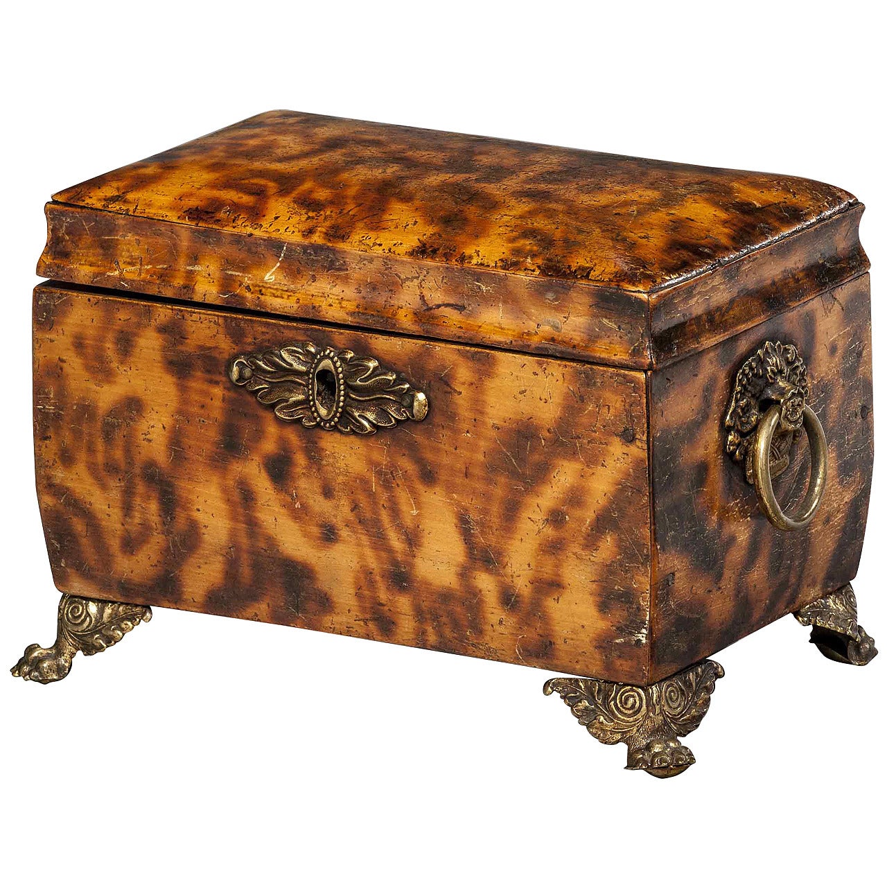 Regency Period Faux Tortoiseshell Tea Caddy For Sale