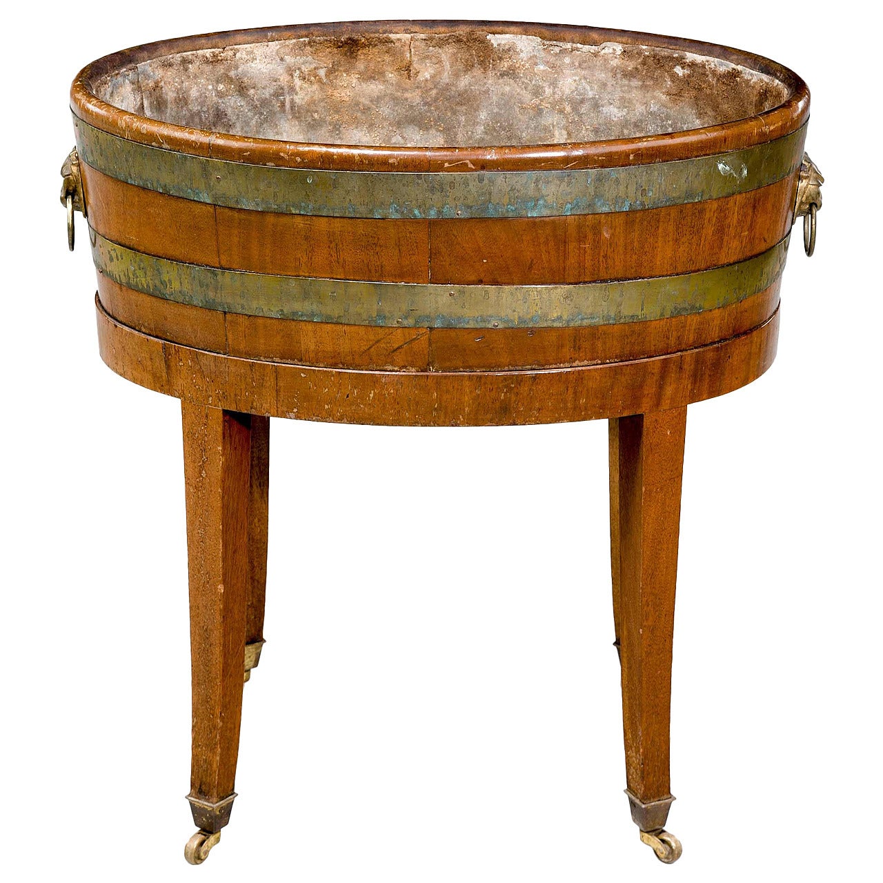 George III Period Wine Cooler with Original, Broad, Brass Bands