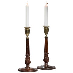 Pair of George lll Period Mahogany and Bronze Candlesticks