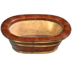An Elm Oval Baby's Bath with Copper and Brass Inset and Banding