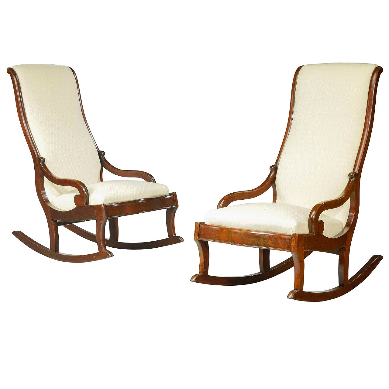 A Pair of Mid-19th Century Mahogany Framed Rocking Chairs