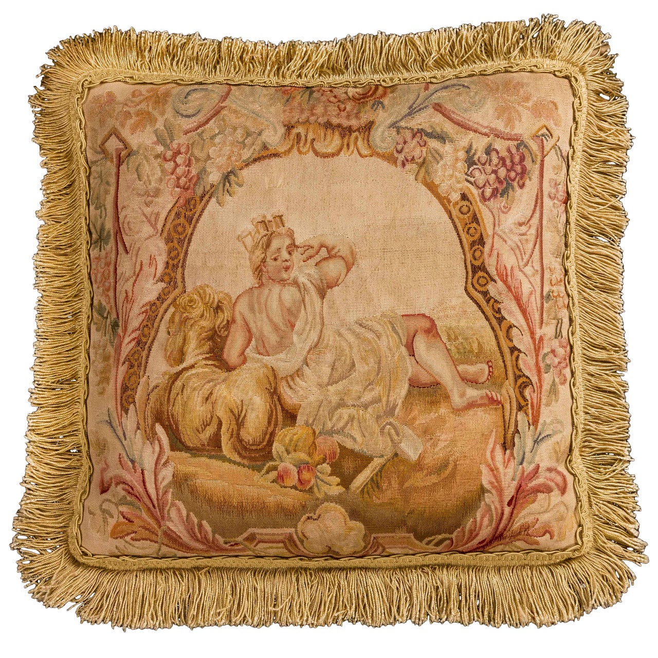 Cushion: 18th Century, Wool. A Reclining Figure. For Sale