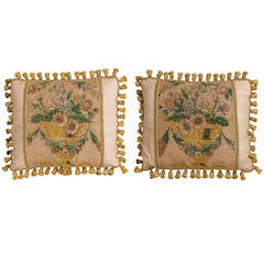 Cushions: Early 19th Century Pair. Silk with Wool highlights 3