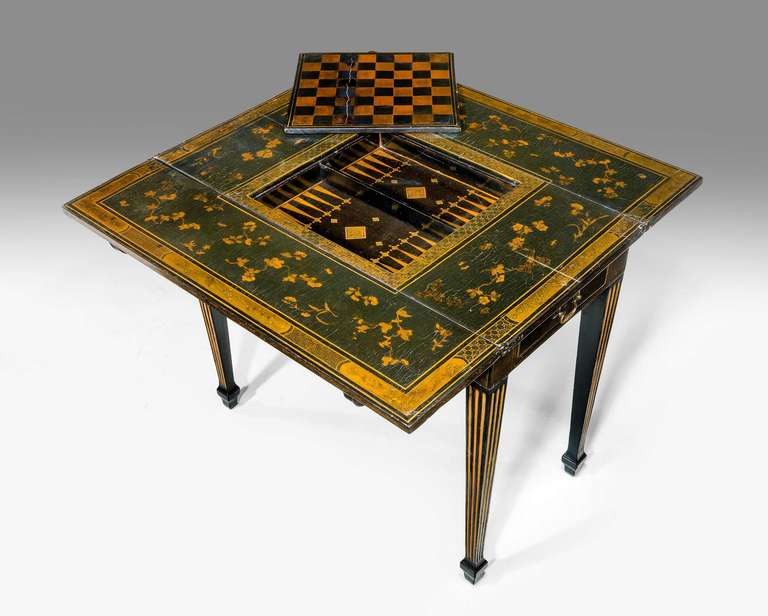 19th Century Lacquered Games Table 5