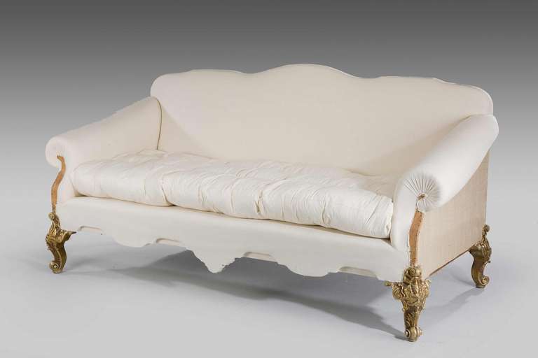 British 19th Century Large Parcel-Gilt Sofa