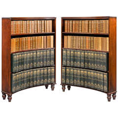 Pair of George III Period Mahogany Concave Open Bookcases 1