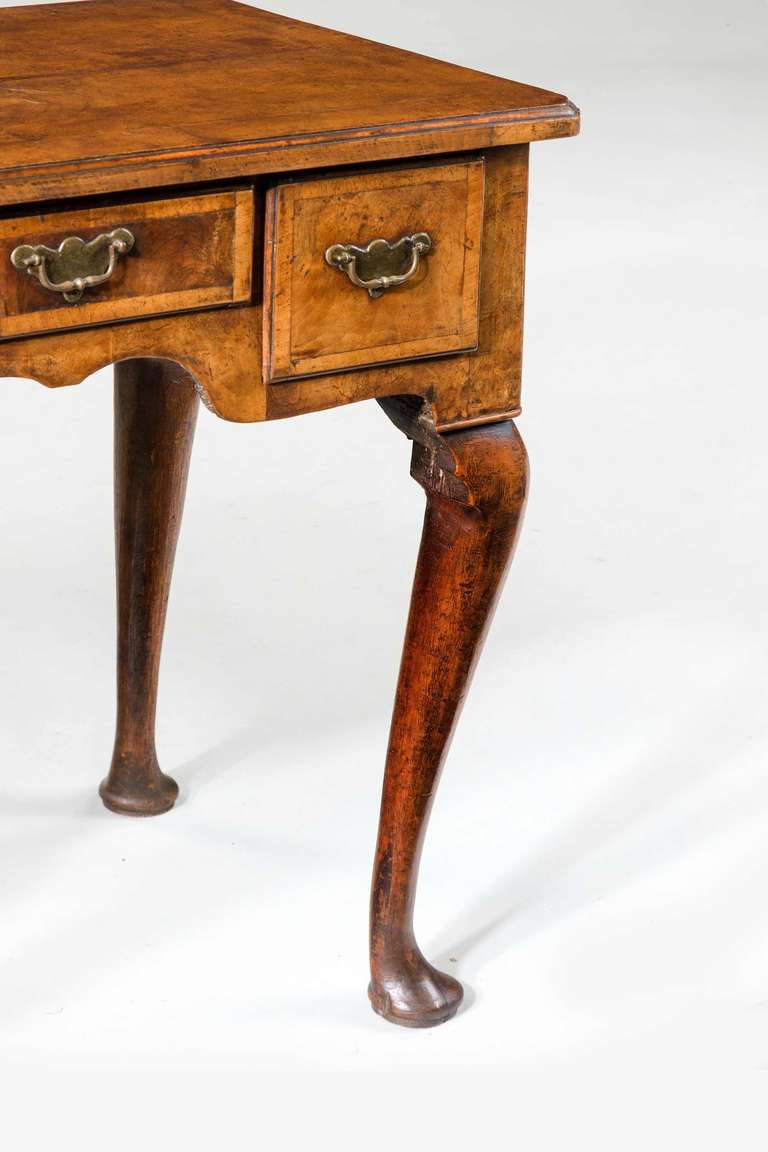 18th Century and Earlier Queen Anne Period Walnut Lowboy