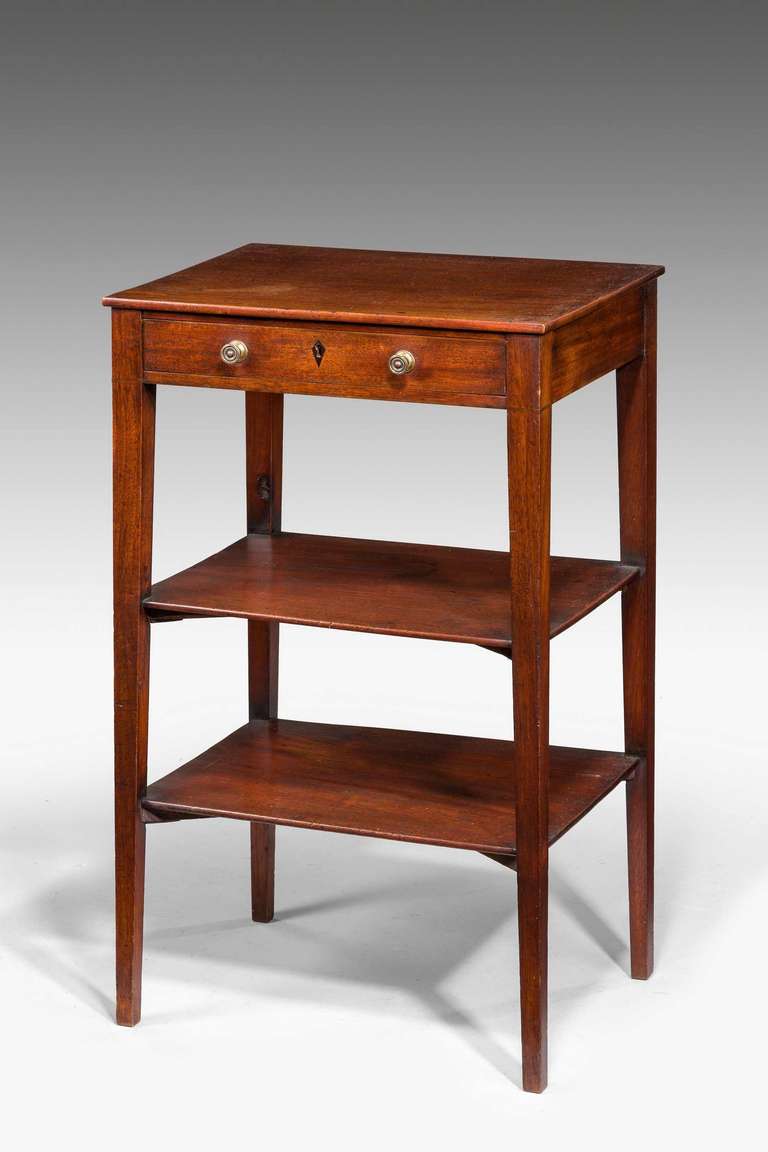 George III period mahogany Etagère, the top section incorporating a drawer. Delicate overall construction.

RR