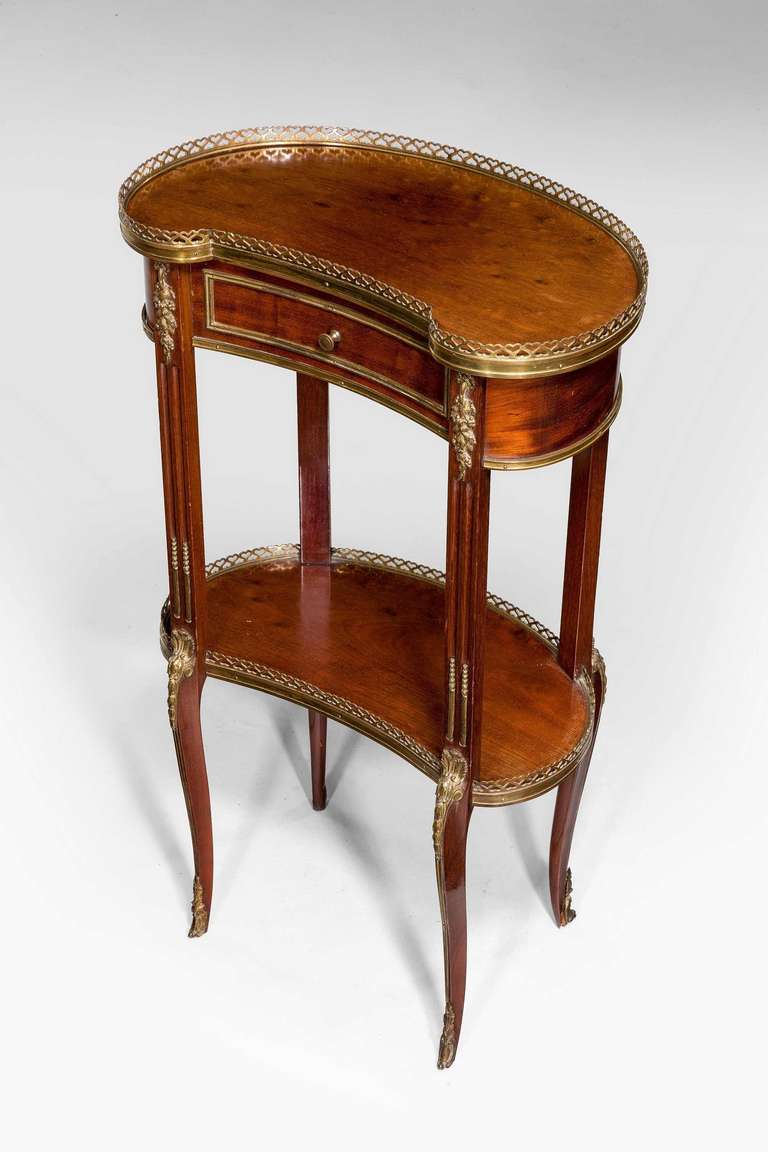 A Late 19th Century two tier mahogany kidney shaped Occasional Table with gilt bronze galleries and decoration.

RR
