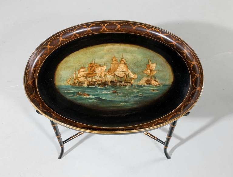 Lacquer Mid-19th Century Papier-Mâché Tray on Stand