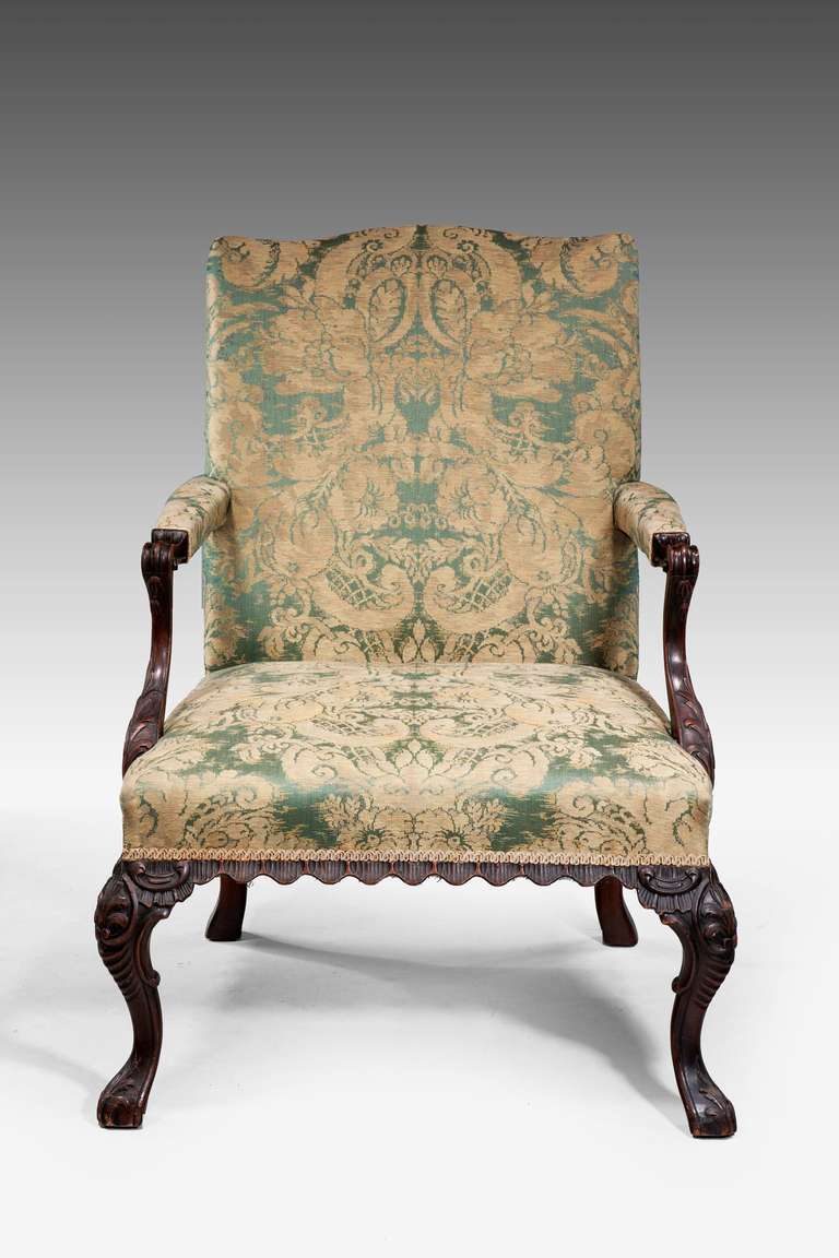 19th Century Gainsborough Armchair and Stool 2