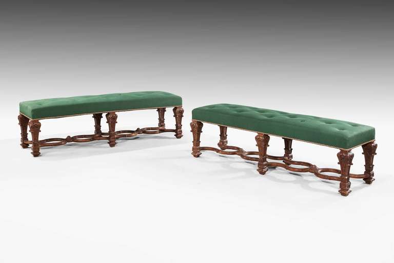 Pair of 17th Century Style Long Stools