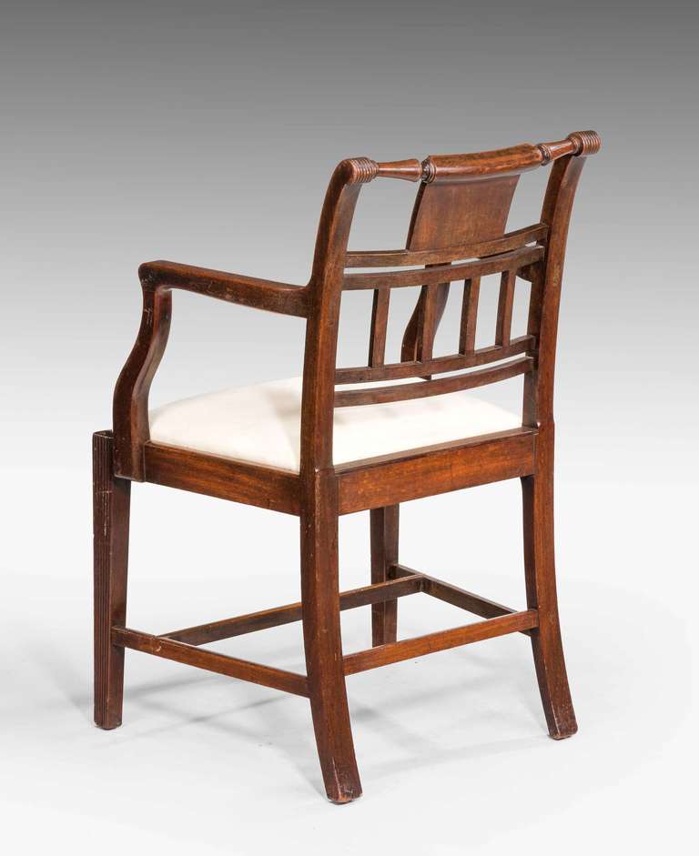 Early 19th Century Pair of 18th Century Sheraton Period Elbow Chairs