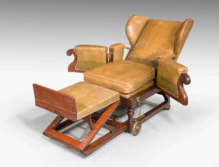 Chaise d'invalides du 19ème siècle, estampillée J. Ward 1
