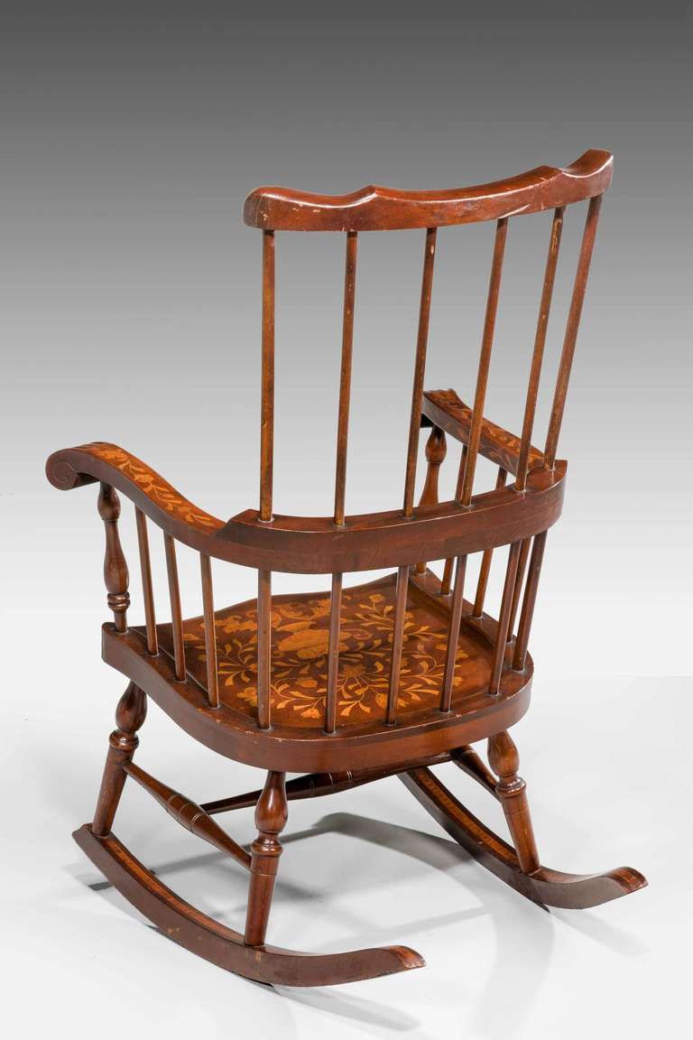 British 19th Century Dutch Marquetry Rocking Chair
