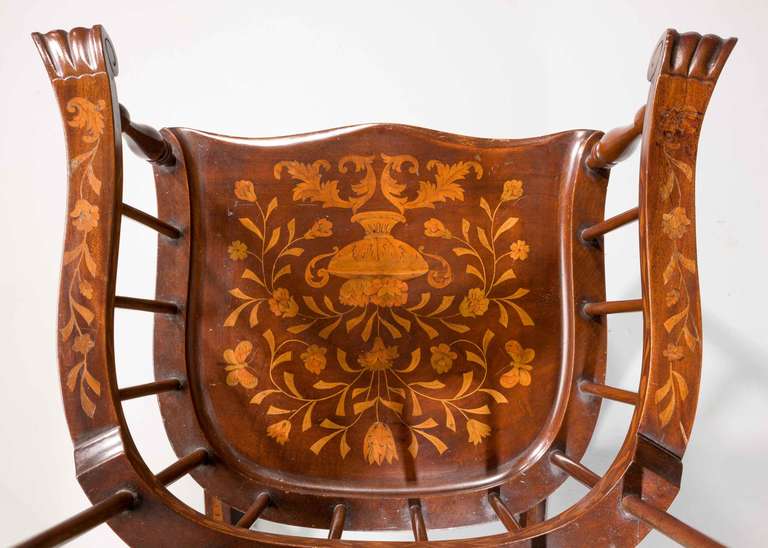 19th Century Dutch Marquetry Rocking Chair In Excellent Condition In Peterborough, Northamptonshire