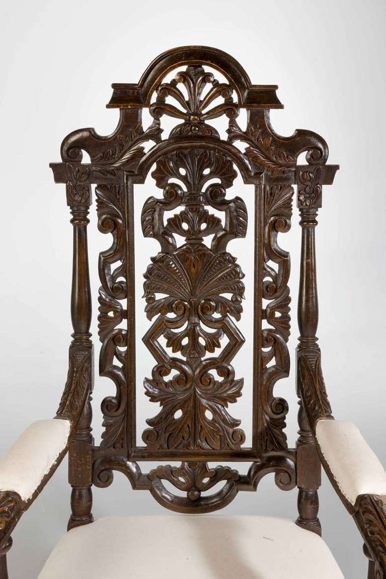 Set of Four 19th Century Carved Oak Armchairs In Good Condition In Peterborough, Northamptonshire