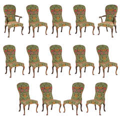 Fine Set of Fourteen Walnut Dining Chairs