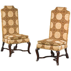 Pair of William and Mary Style Walnut Single Chairs