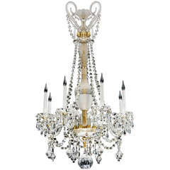 Mid-19th Century Cut and Etched Glass Chandelier