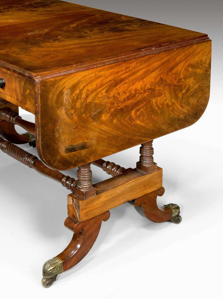 19th Century Regency Period Mahogany Sofa Table. Exceptionally Well Figured