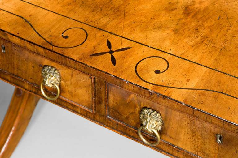 19th Century Regency Period Mahogany Sofa Table with Lion Mask Handles