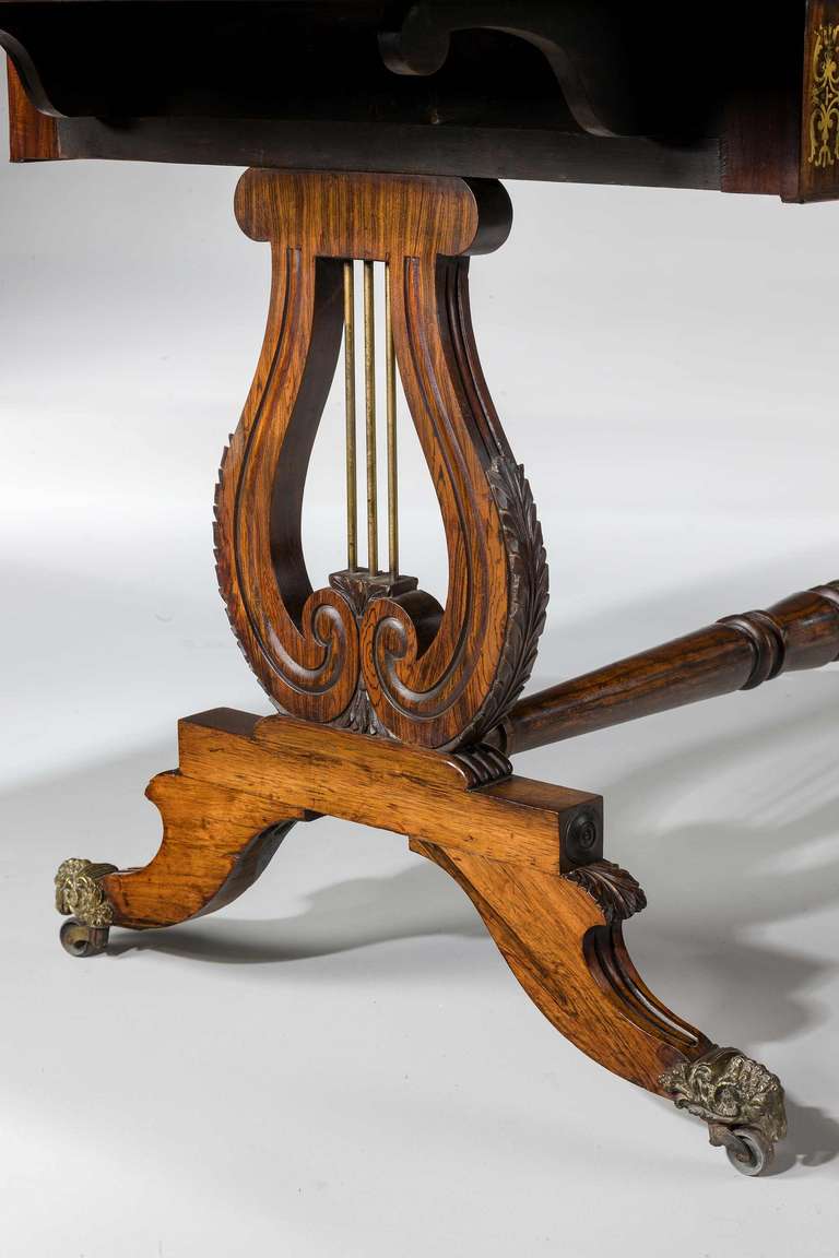 Regency Period Sofa Table with Lyre End Supports For Sale 2