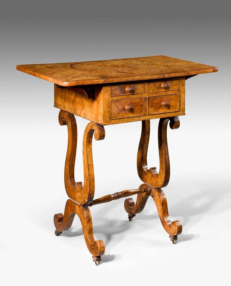 Regency Period Amboyna Work Table In Good Condition For Sale In Peterborough, Northamptonshire