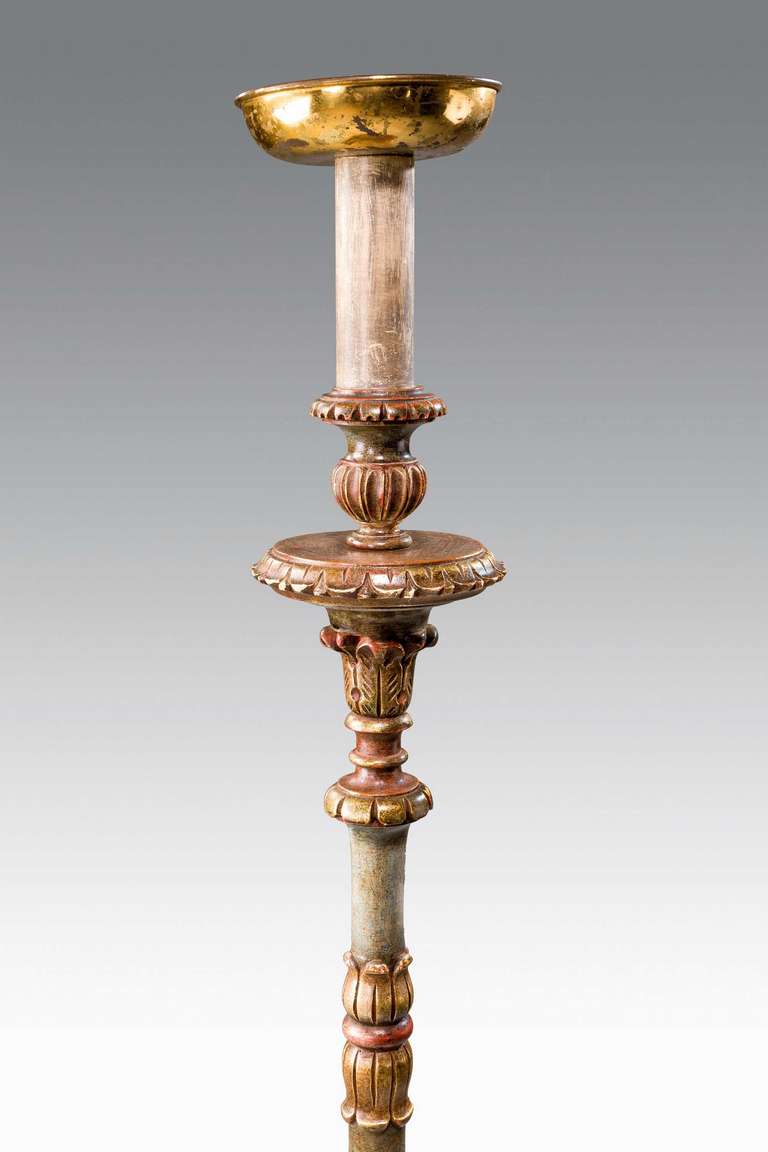 Gilt 19th Century Italian Candlestick Lamp