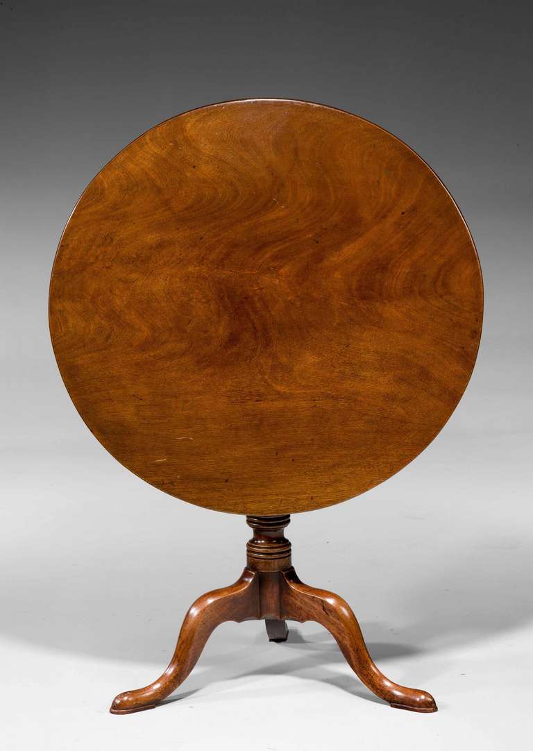George III period mahogany tilt-top circular table on a ring-turned central support.

RR.