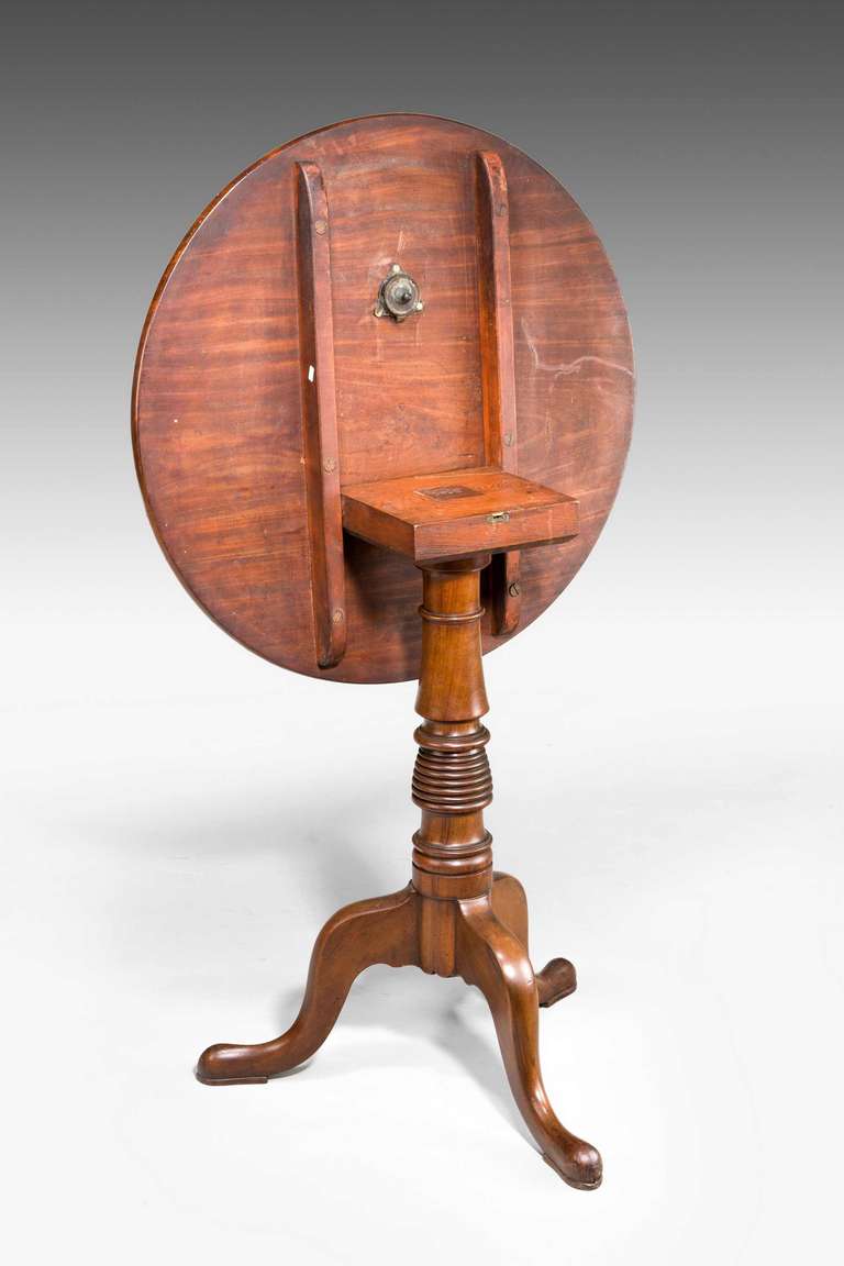 18th Century and Earlier George III Period Mahogany Tilt Table with a Beehive Centre Section