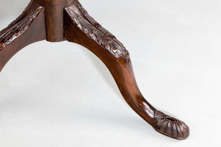 18th Century and Earlier George III Period Mahogany Tilt Table with a Carved and Turned Centre Support