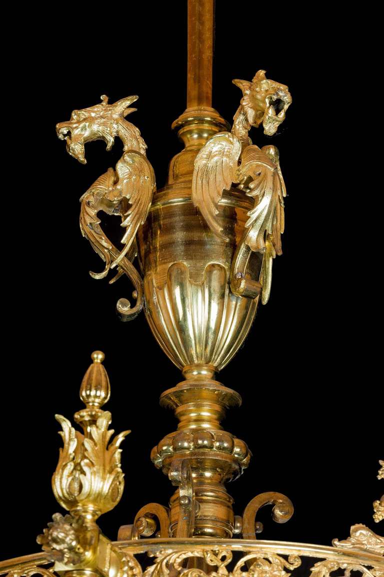 19th Century Gilt Bronze Chandelier In Excellent Condition In Peterborough, Northamptonshire
