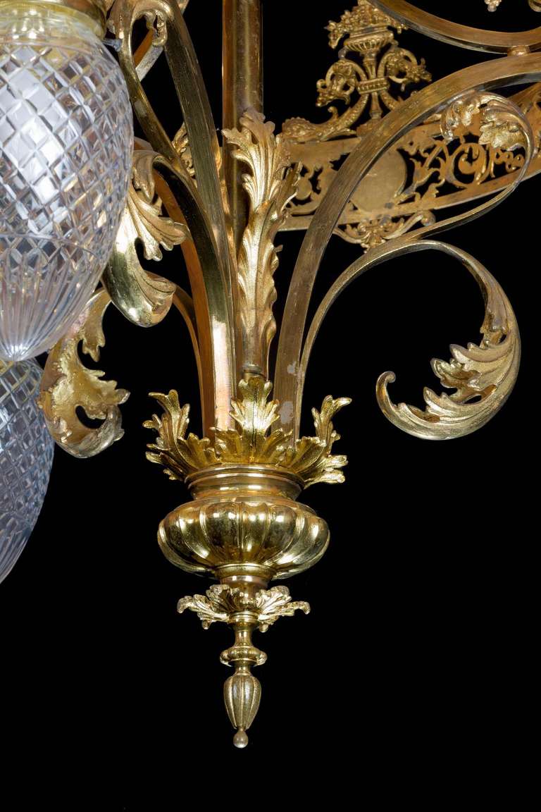 Glass 19th Century Gilt Bronze Chandelier