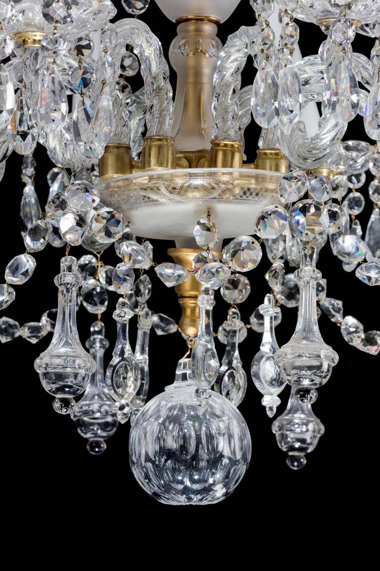 Mid-19th Century Cut and Etched Glass Chandelier 1