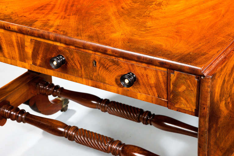 British Regency Period Mahogany Sofa Table with Period Ebonised Knobs