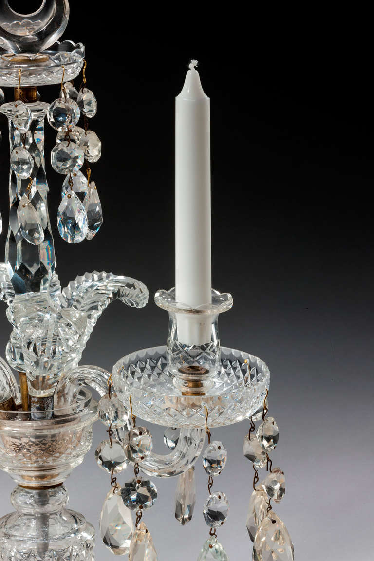 British Pair of Late Regency Cut Glass Candelabra
