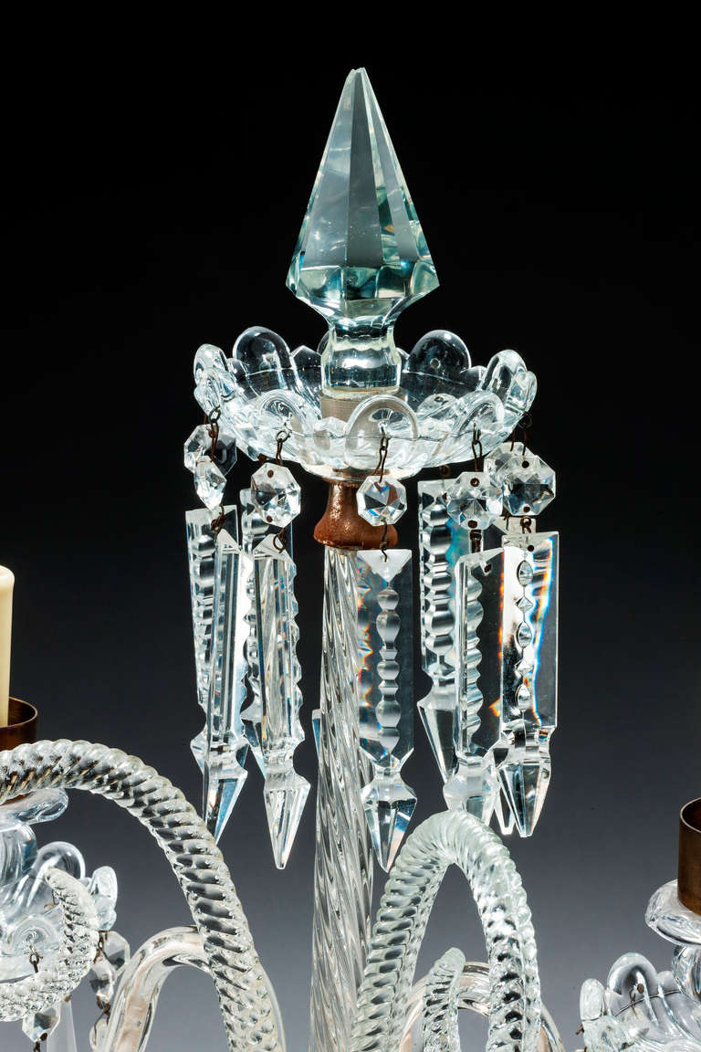 candelabra with pendants of cut glass