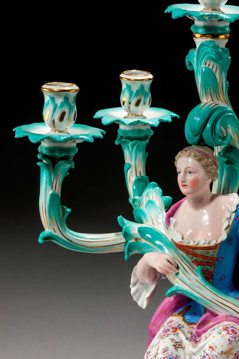 19th Century Massive Meissen Five-Arm Candelabrum