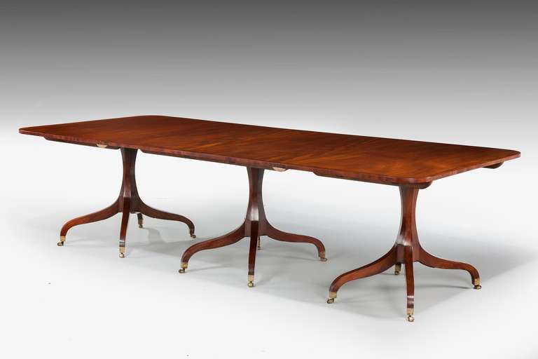 Regency Period Three Pillar Mahogany Dining Table