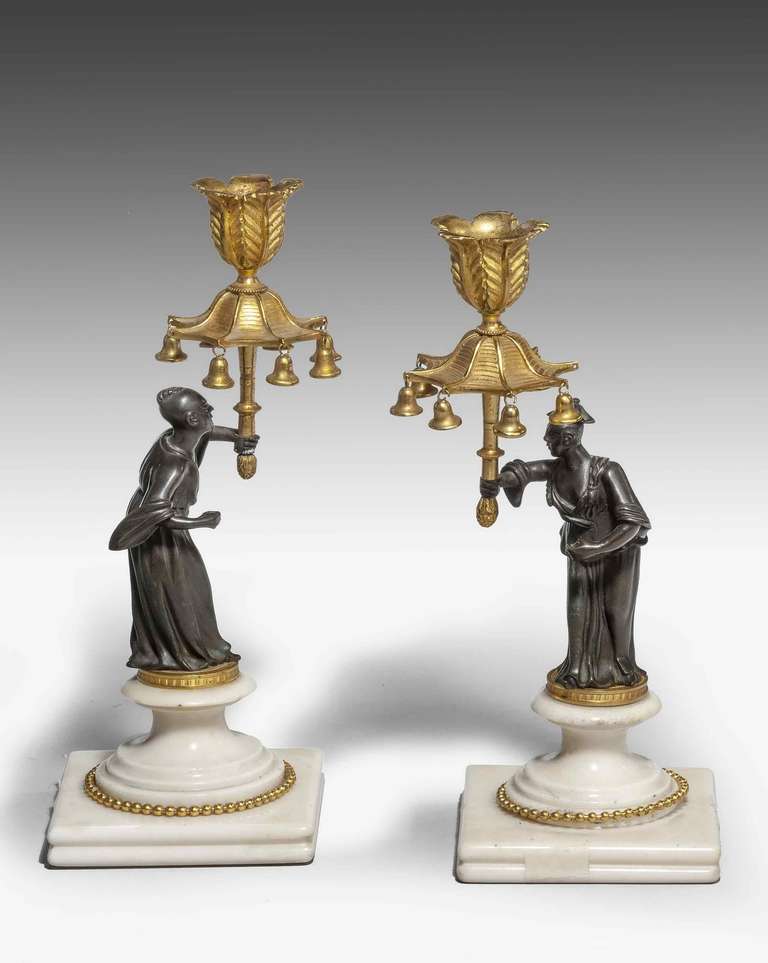 British Pair of Regency Period Gilt Bronze Candlesticks For Sale