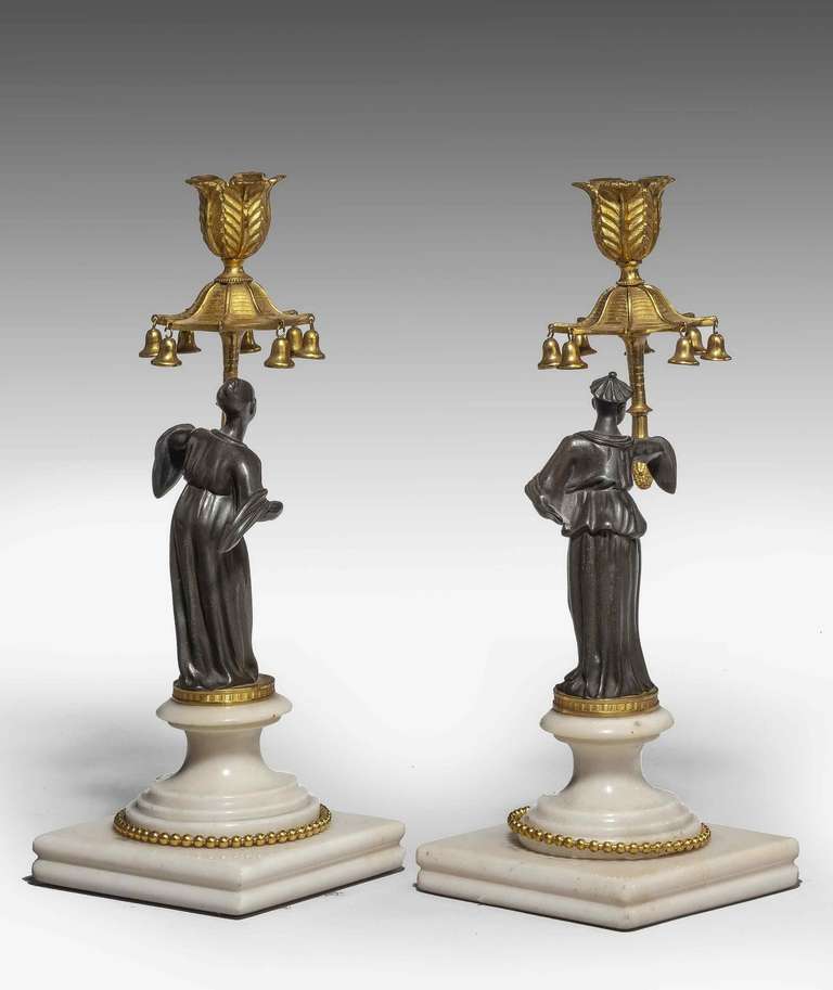 Ormolu Pair of Regency Period Gilt Bronze Candlesticks For Sale