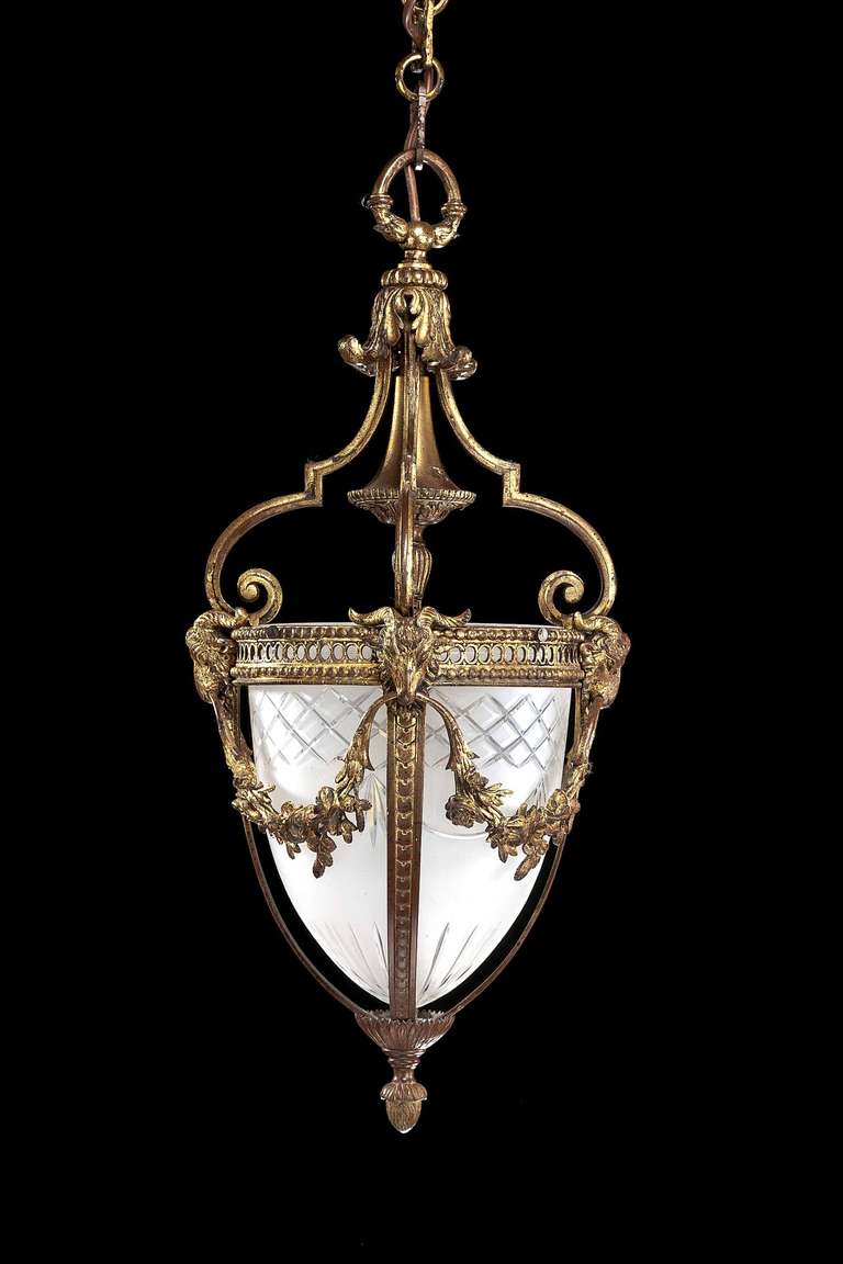 French Late 19th Century Cut Glass Lantern