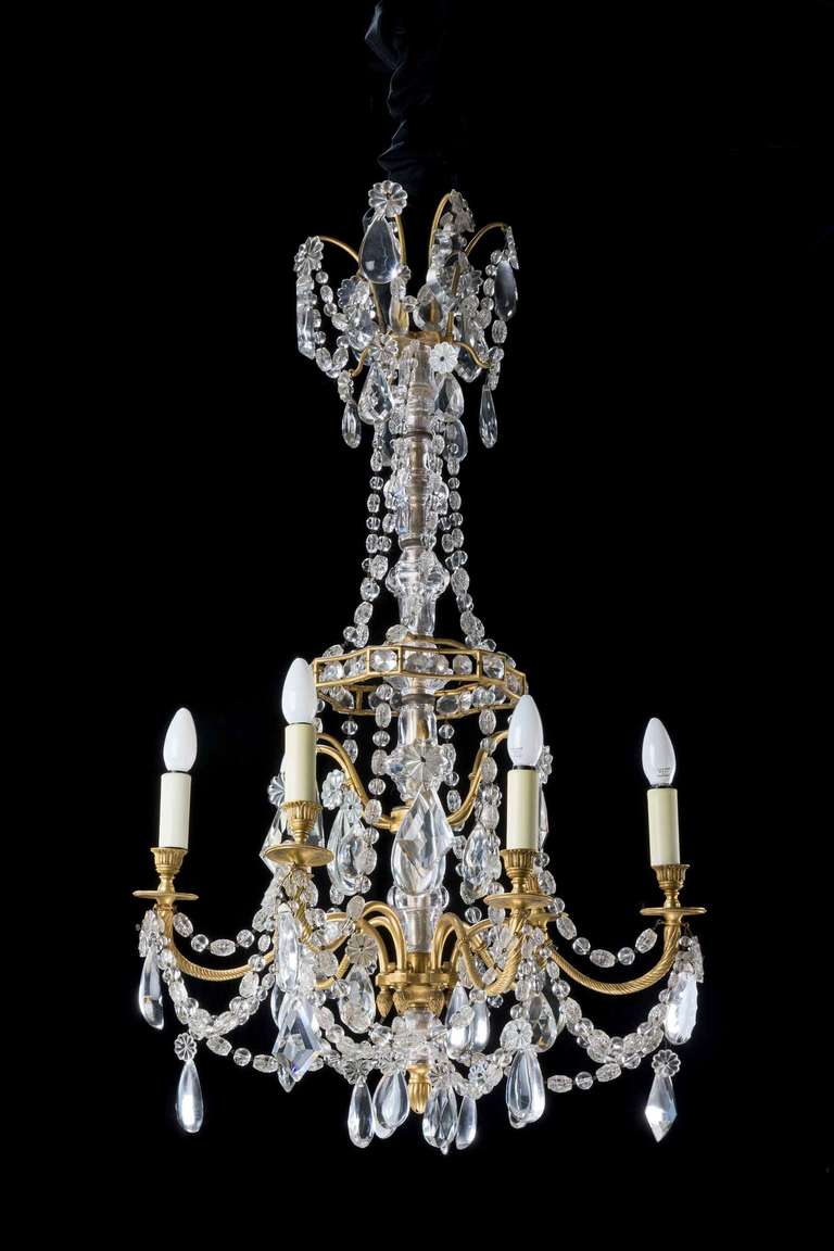 Glass Early 20th Century Six-Arm Chandelier